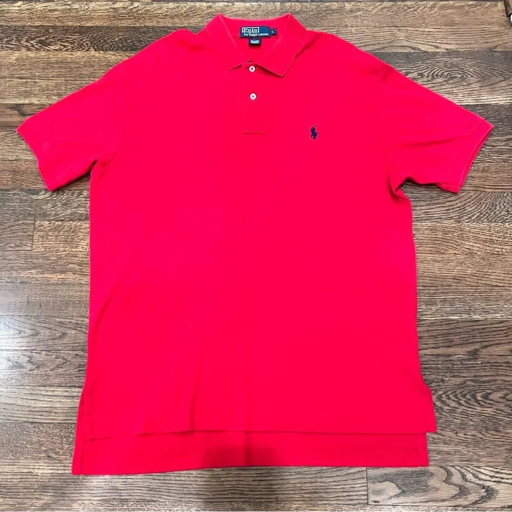 Ralph Lauren Men's Bright Red Polo Shirt Size Large